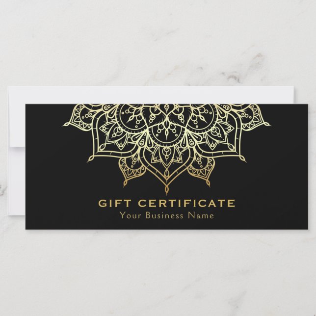 Carte Gold Mandala Black Elegant Moderne Certificat Cade (Devant)