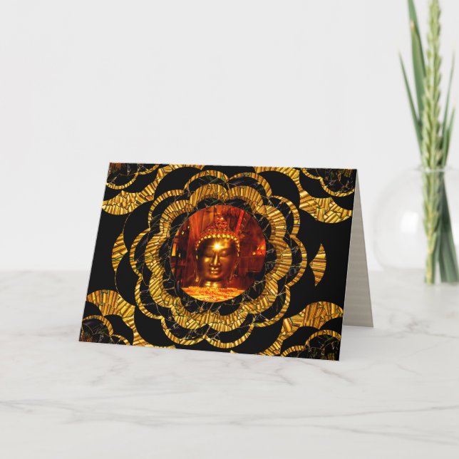 Carte | Gold Mandala Bronze Bouddha Carte d'annive (Devant)