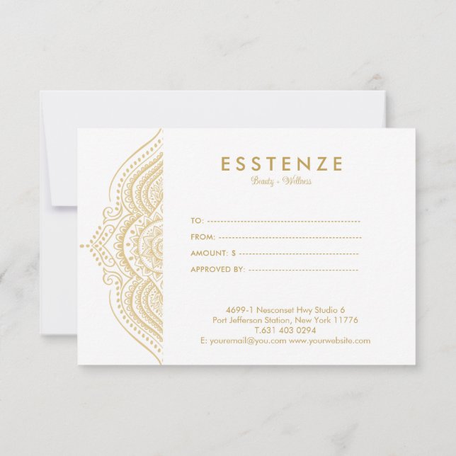 Carte Gold Mandala Conception de certificat cadeau (Dos)