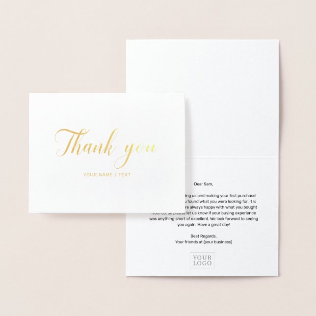Carte Gold Merci simple et élégante (Affichage)