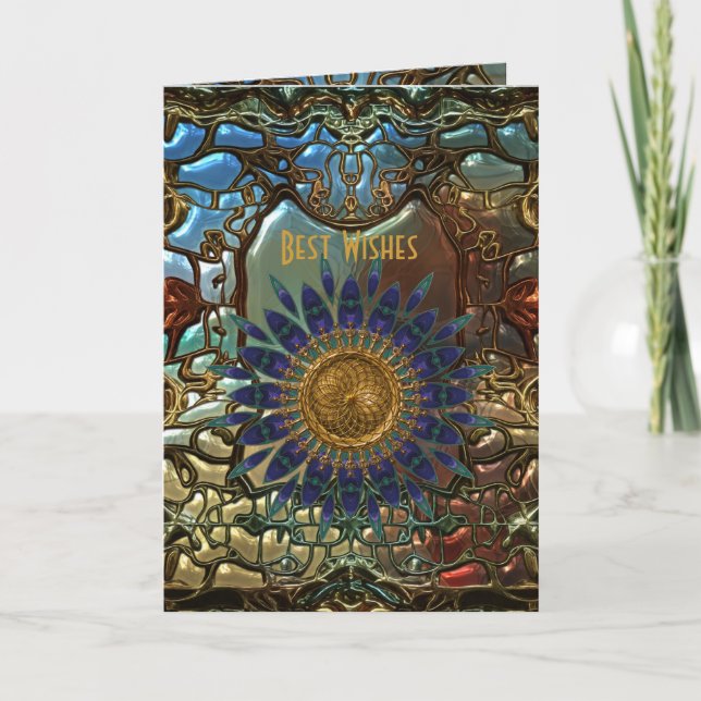 Carte Gold Metal Art Nouveau Meilleurs voeux Anniv (Devant)
