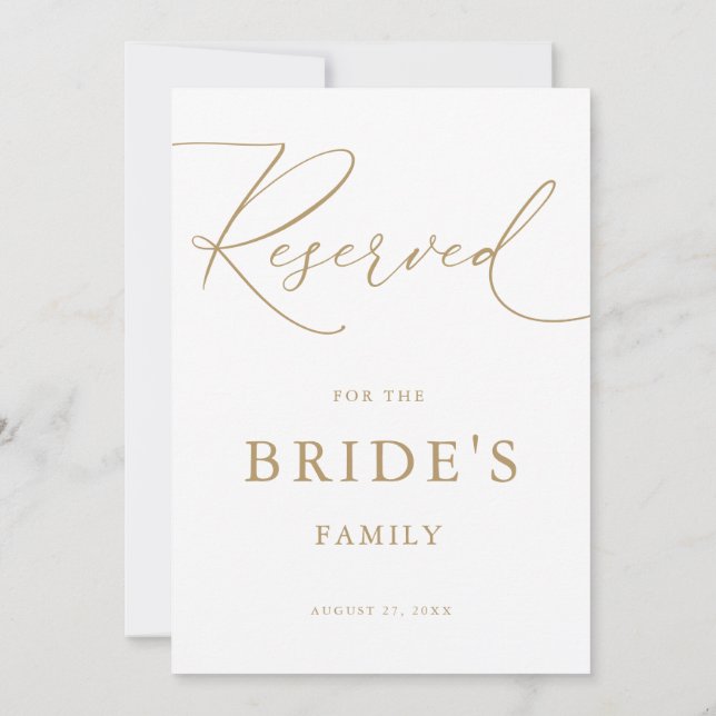 Carte Gold Minimalist Moderne Mariage-Événement Réservé (Dos)