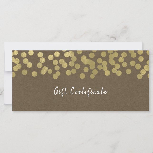 Carte Gold Modern Chic Rustic Kraft Certificat cadeau (Devant)