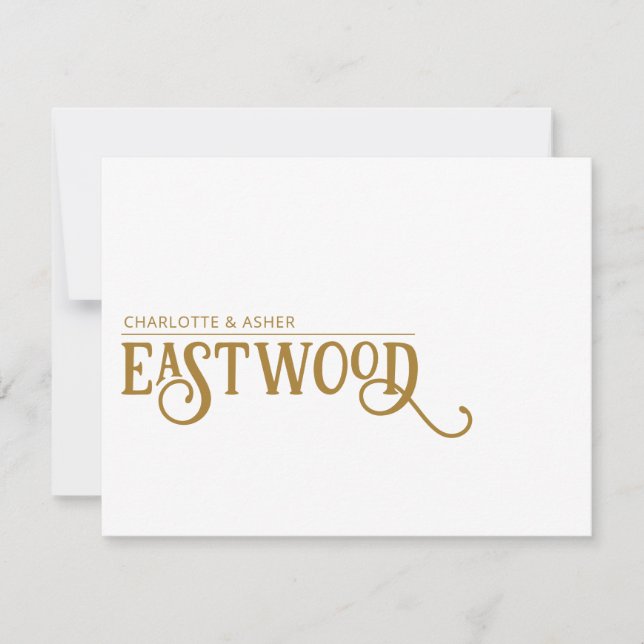 Carte Gold Note du nom unique de couple (Devant)