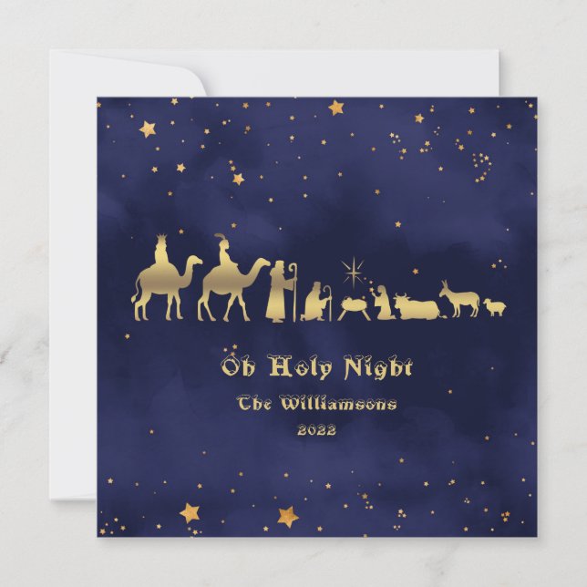 Carte Gold Oh Holy Night Noël Customisé (Devant)