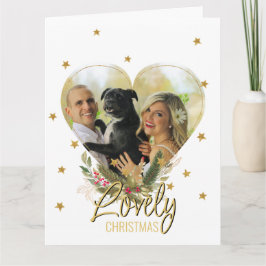 Carte Gold Parties scintillant Stars Photo Coeur Lovely 