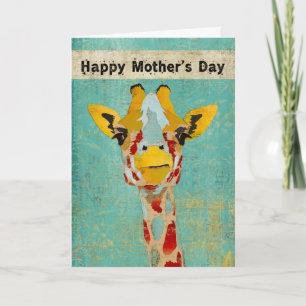 Carte Gold Peeking Giraffe Mère's Day Card