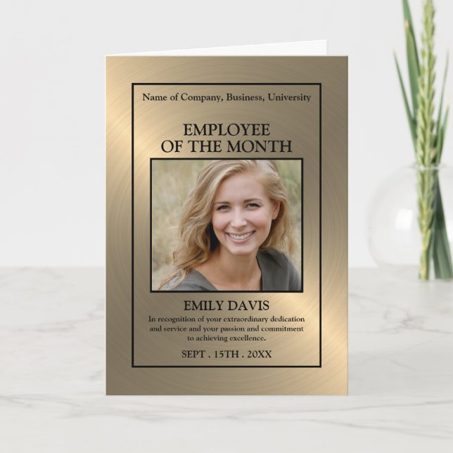 Carte Gold/Personalised Photo - Employee Award (Devant)
