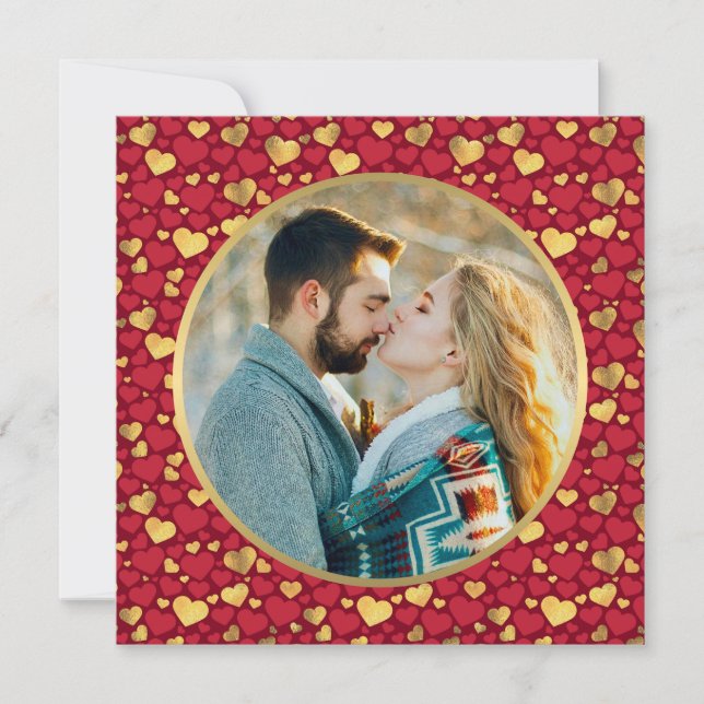 Carte Gold personnalisé, Coeurs rouges Cadeau Saint-Vale (Devant)