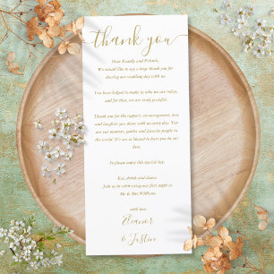 Carte Gold Place Merci de réception de mariage