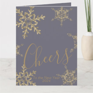 Carte Gold Purple Cheers à la nouvelle année entreprise