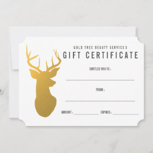 Carte Gold Reindeer / Antler Modern Cadeau Certificat
