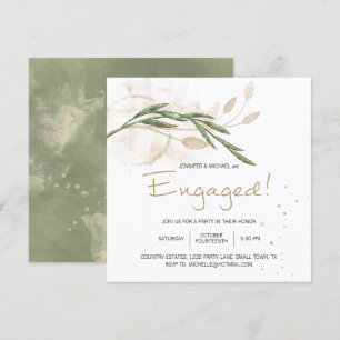 Carte Gold Sage Green Floral Élégant Fiançailles