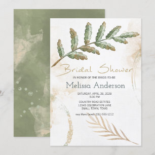 Carte Gold Sage Green Floral Elégante Fête des mariées