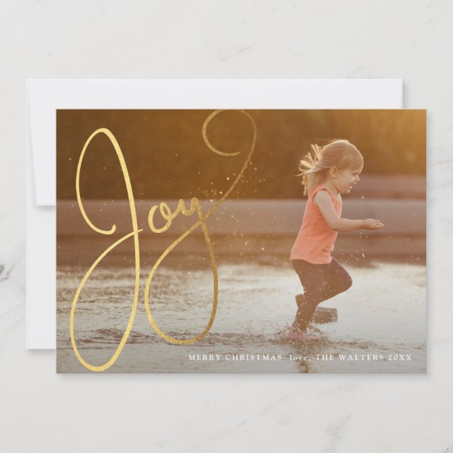 Carte Gold Script Joy Photo Holiday (Devant)