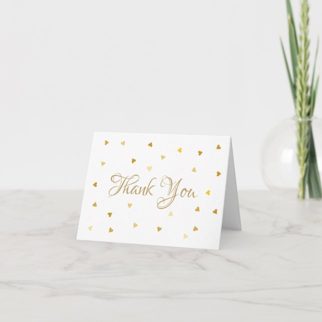 Carte Gold Script Merci Hearts Confetti (Devant)