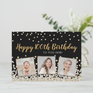 Carte Gold Silver Confetti Photo Collage 100e anniversai