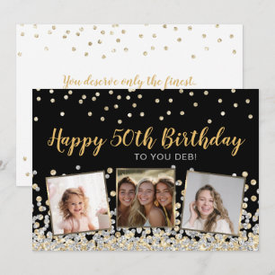 Carte Gold Silver Confetti Photo Collage 50e anniversair