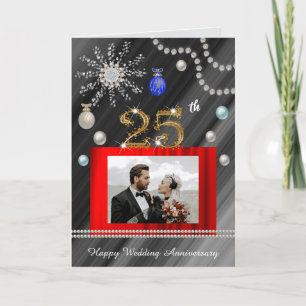 Carte Gold Silver Parties scintillant Gems 25e anniversa