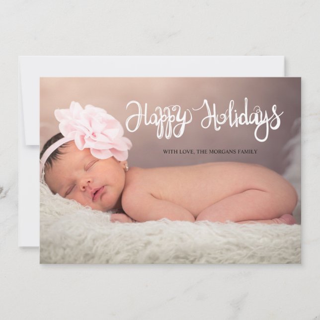 Carte Gold Snowflakes Happy Holidays Baby Photo (Devant)
