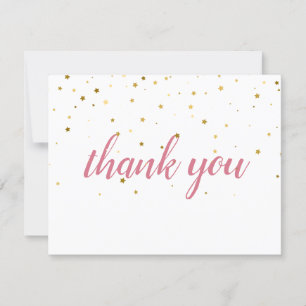 Carte Gold Stars Aquarelle rose Merci Remise
