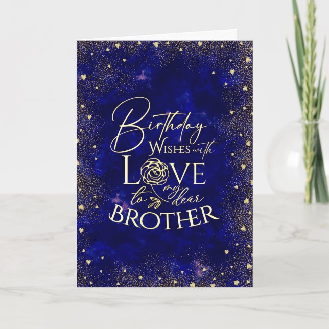 Carte Gold Text Night Sky Birthday Brother Photo (Devant)