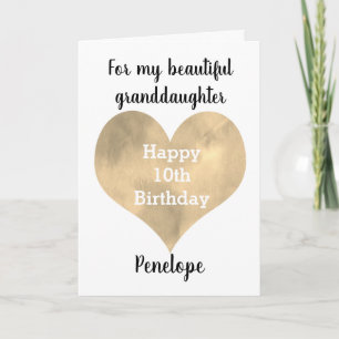 Carte Gold Watercolor Heart 10e anniversaire