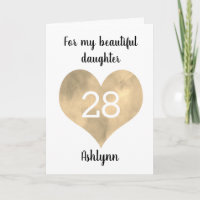 Carte Gold Watercolor Heart 28e anniversaire