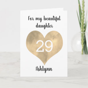 Carte Gold Watercolor Heart 29e anniversaire