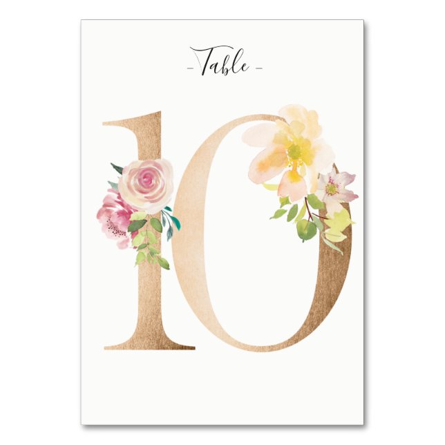 Carte Golden 10 Floral Table Numéro (Par défaut)