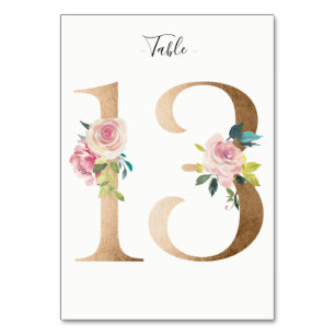 Carte Golden 13 Floral Table Numéro