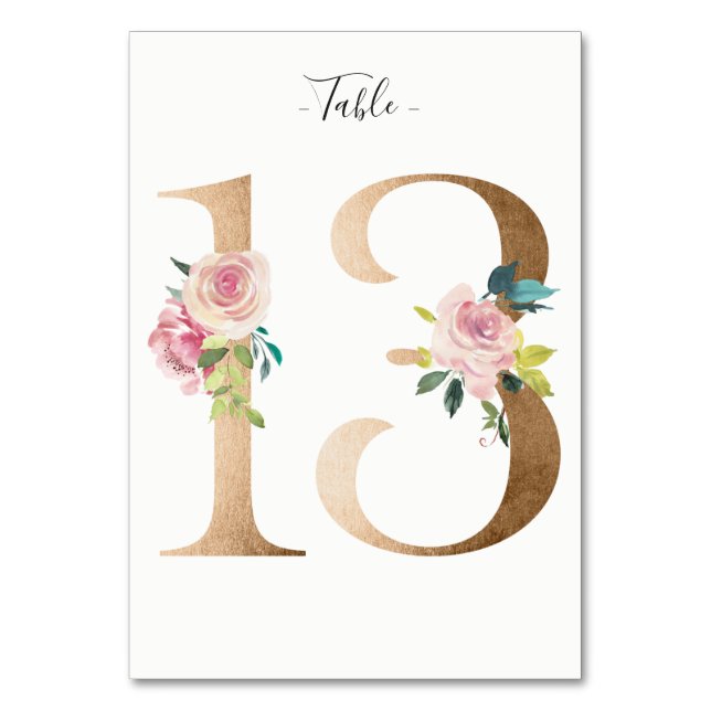 Carte Golden 13 Floral Table Numéro (Par défaut)