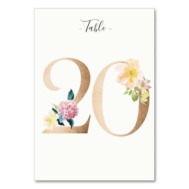 Carte Golden 20 Floral Table Numéro (Par défaut)