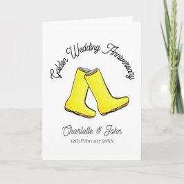 Carte Golden 50e anniversaire Mariage jaune botte bien