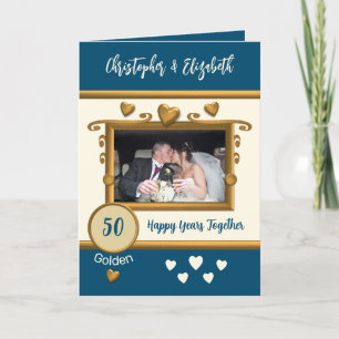 Carte Golden 50th anniversaire ajouter des noms photo bl