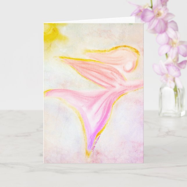 Carte Golden Angel in Flight – Sun Pink Sky Greeting (Orchidée)