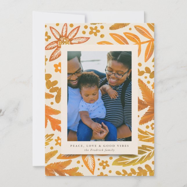 Carte Golden Botanical Peace and Love Holiday (Devant)