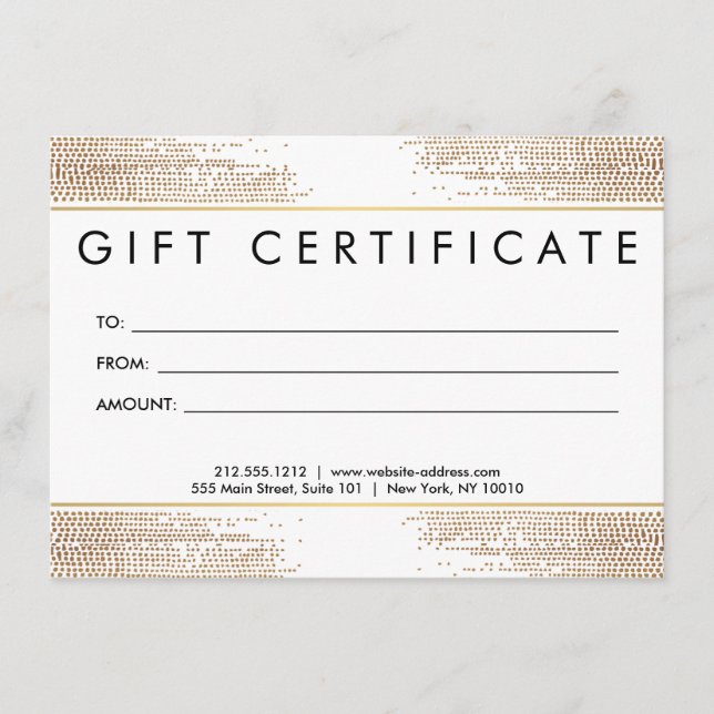 Carte Golden Bronze Confetti Dots Certificat cadeau (Devant)