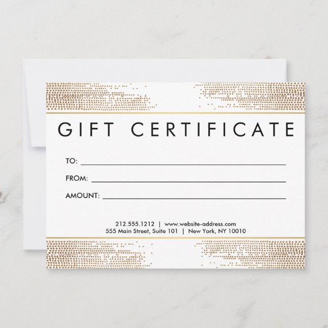 Carte Golden Bronze Confetti Dots Certificat cadeau (Devant)