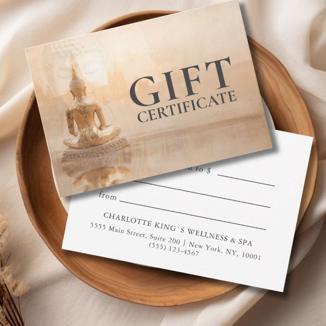 Carte Golden Buddha – Salon Business Gift Certificate (Golden Buddha – Salon Custom Business Gift Certificate)