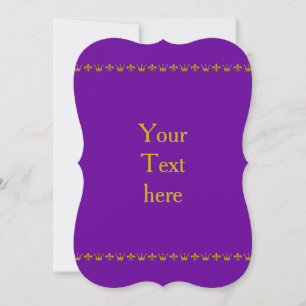 Carte Golden Crown & Lily Border + votre texte & backgr.