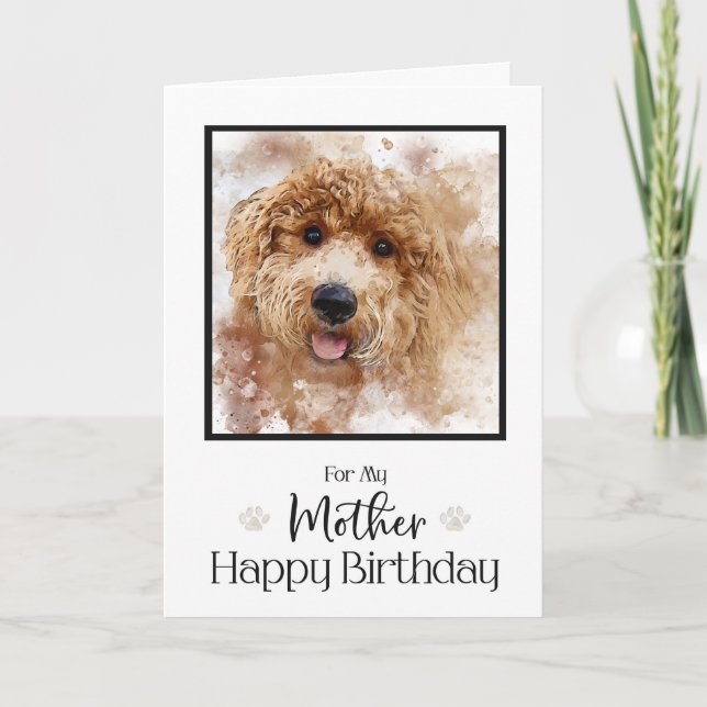 Carte Golden Doodle Cavapoo Joyeuse mère d'anniversaire (Devant)