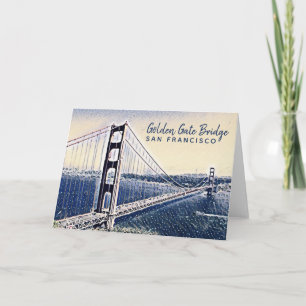 Carte Golden Gate Bridge San Francisco Watercolor Art