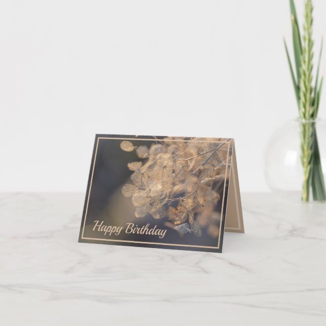 Carte Golden Hydrangea Flowers hiver (Devant)