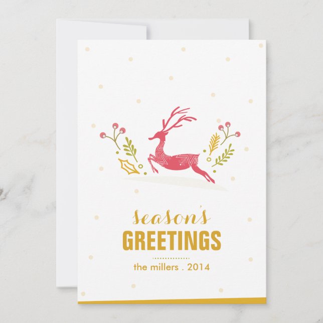 Carte Golden Reindeer Non Photo Holiday (Devant)