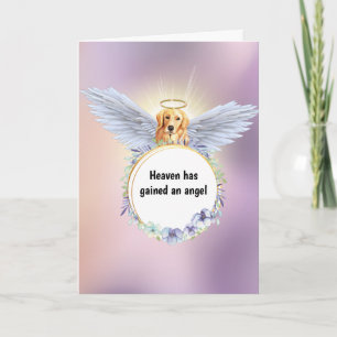 Carte Golden Retrieve Angel fleur wreath dusky rose ciel