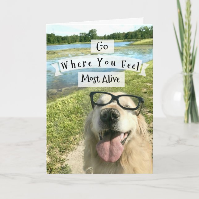 Carte Golden Retriever Aller Là Où Vous Sentez Inspirati (Devant)