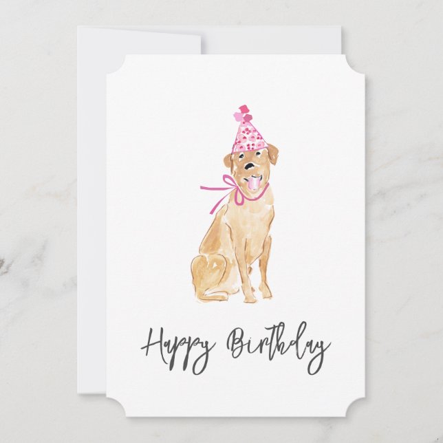 Carte Golden Retriever Anniversaire Casquette chien anim (Devant)