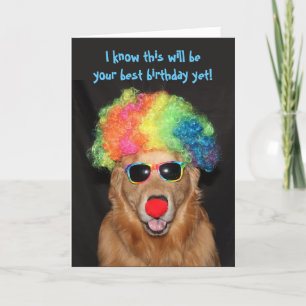 Carte Golden Retriever Anniversaire Clownin' autour