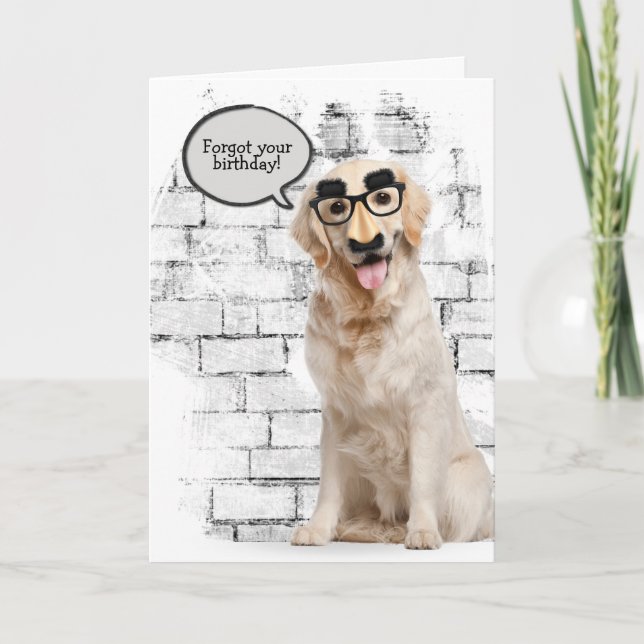 Carte Golden Retriever anniversaire tardif (Devant)